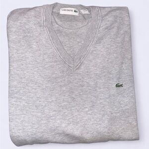 Lacoste Gray V-Neck Sweater